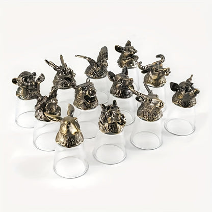 12pcs, Chinese Zodiac Shot Glasses and Baijiu Set - Elegant Drinkware and Unique Gift Idea