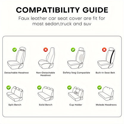 5-Seat Full Set Faux Leather Car Seat Covers - Waterproof All-Weather Protection, Full Surrounded Cushion Protector with Soft Foam Padding, Precise Fit for Cars, Trucks, Sedans & SUVs - Easy Installation, Durable Automotive I