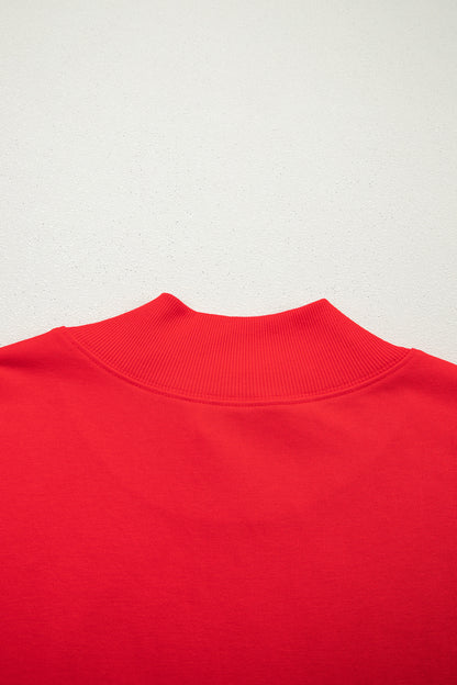 Racing Red Solid Color High Neck Cap Sleeve Loose Top