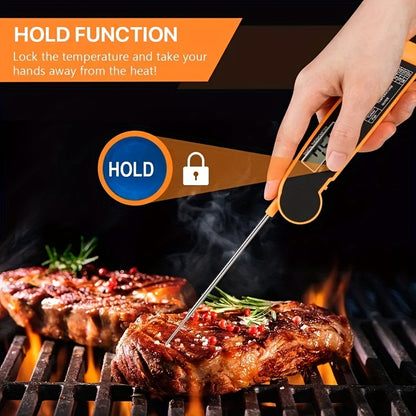 1pc WEBBQ Digital Meat Thermometer, Fast-Reading ABS Food Temperature Gauge with Hold Function, Single-Use, for Grilling BBQ, Kitchen Cooking, Adult - AAA Battery Operated (Batteries Not Included)