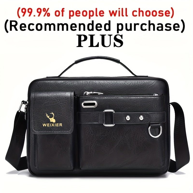 WEIXIER Men's Crossbody Bag Compatible for / - Adjustable Business & Casual Shoulder Pack, Office Bag, Gift for, Husband, Boyfriend ( Material)