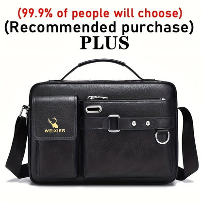 WEIXIER Men's Crossbody Bag Compatible for / - Adjustable Business & Casual Shoulder Pack, Office Bag, Gift for, Husband, Boyfriend ( Material)