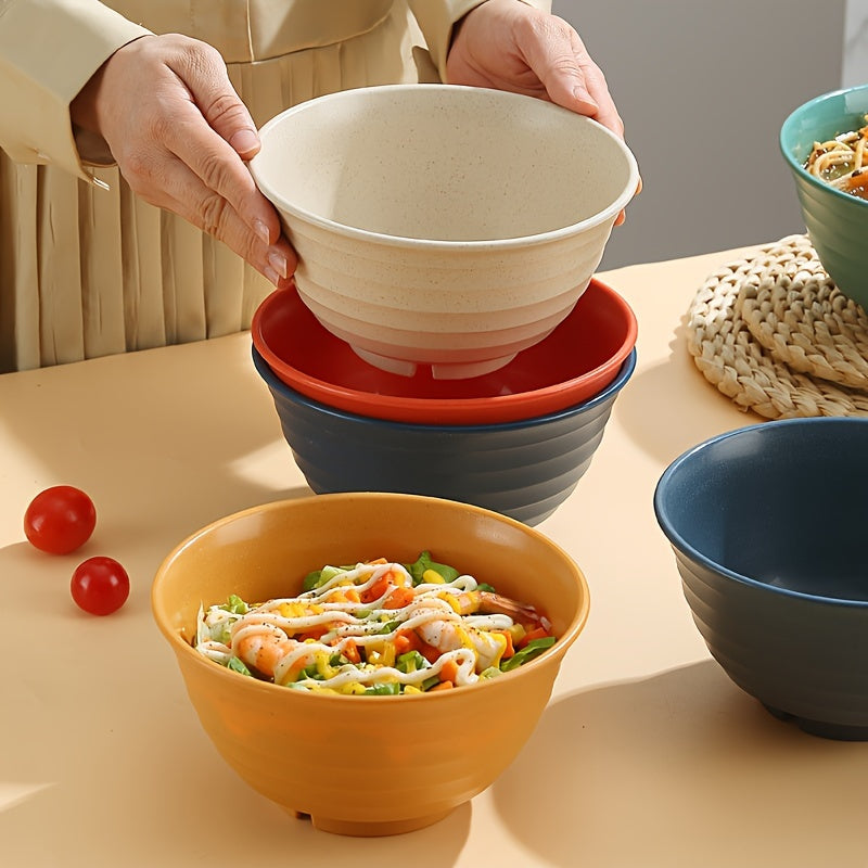 4pcs Wheat Straw Bowls Set, Microwavable And Dishwasher Safe, Soup Bowl, Salad Bowl, BPA-free, Odorless, Portable, Unbreakable, For Home Kitchen Camping, Dinnerware Accessories, Kitchen Supplies